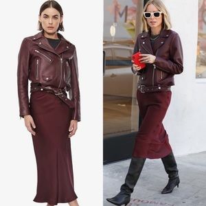 Anine Bing Benjamin Moto Leather Jacket burgundy size small NEW! New with tags!